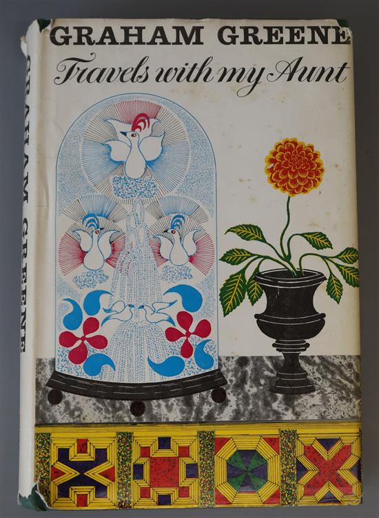 Greene, Graham - Travels with my Aunt, 1st edition, in torn dj, The Bodley Head, London, Sydney and Toronto, London 1969